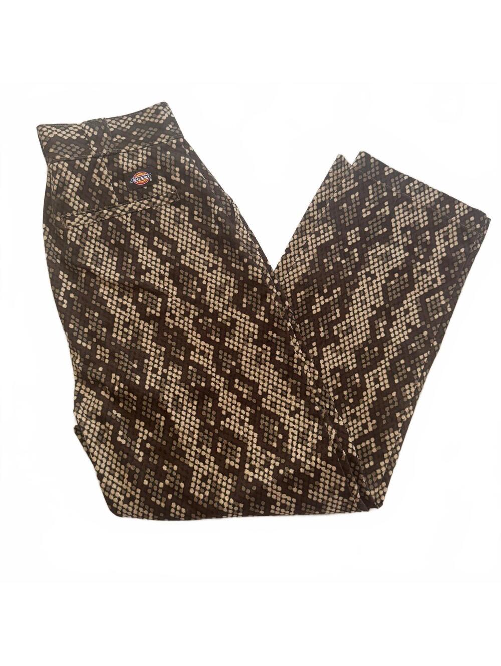 Dickies Camden Straight Leg Pants 8R Brown Snakeskin Snake Print Python Twill
